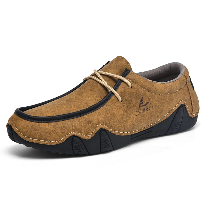 Zapatillas de moda para mujer, hechas a mano, de cuero, estilo casual, con plataforma, mocasines, transpirables, para conducir, tallas grandes.