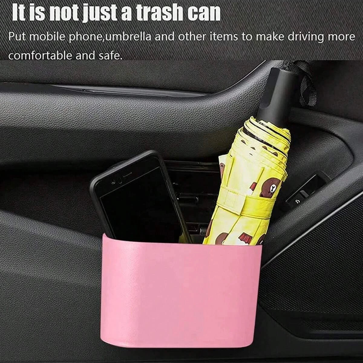 Cubo de basura para coche con tapa, 4 rollos de bolsas de basura, a prueba de fugas, cubo de basura portátil colgante para la organización del vehículo.