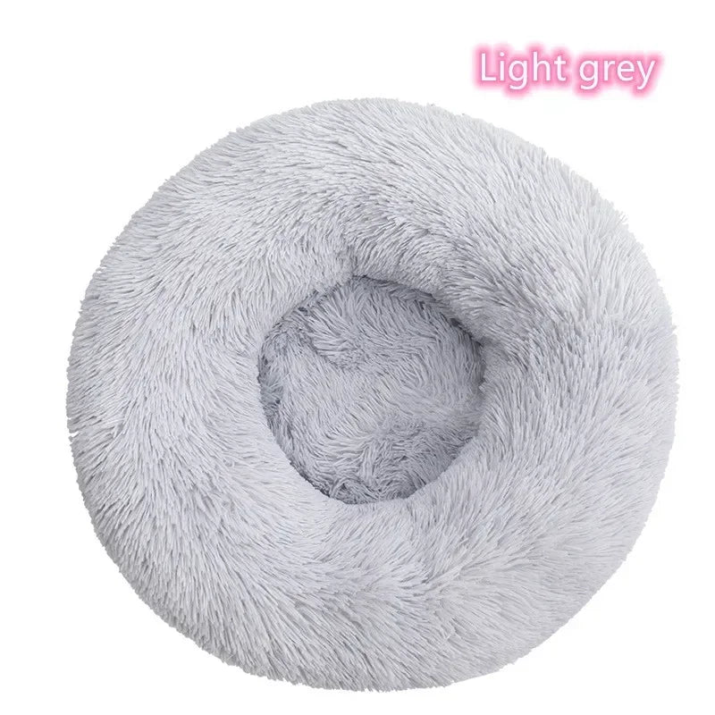 Cama para gatos de pelo largo ultrasuave, de felpa lavable, cama relajante tipo donut, cómoda y funcional.