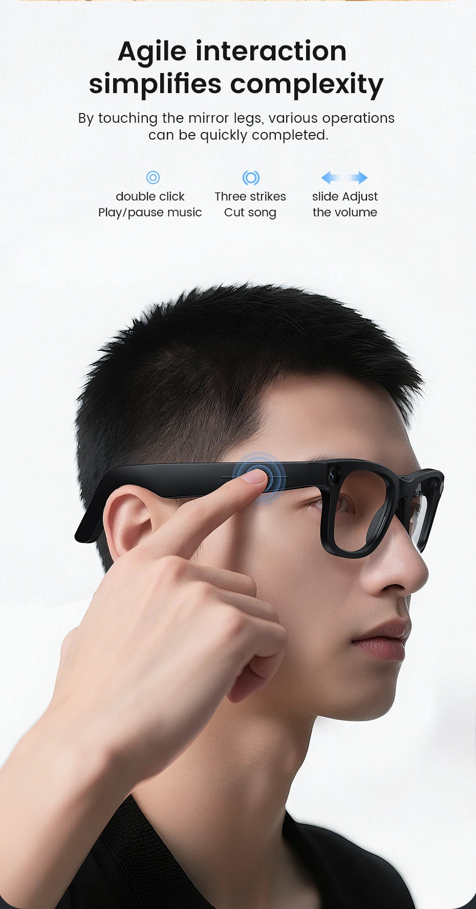 Gafas inteligentes 2026 800W HD Foto Video Grabación IA Traducción Lentes fotocromáticas táctiles Llamadas Bluetooth Música Gafas multifunción