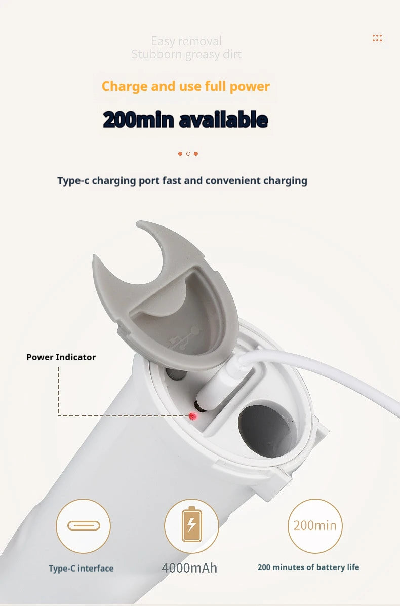 Cepillo de limpieza eléctrico giratorio 6 en 1 para cocina, baño y hogar. Herramienta multifuncional para la limpieza del hogar.