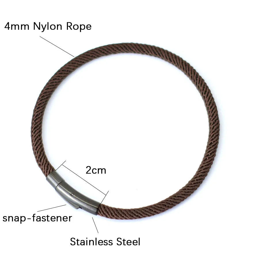 Pulsera minimalista elegante de cuerda para hombre, grado A, rosca de 4 mm