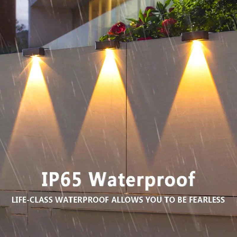 Luces solares LED para jardín, potentes y brillantes, para exteriores, con luz solar directa, IP65, lámpara de pared impermeable para patio, jardín, balcón y valla.