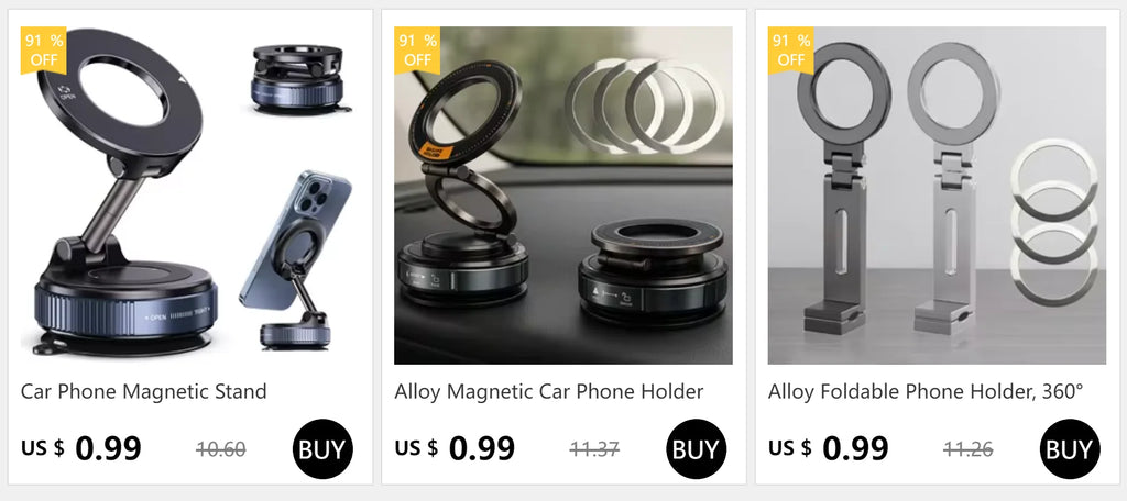 Soporte magnético para teléfono de coche con ventosa mecánica giratoria de 360° y soporte universal para navegación.