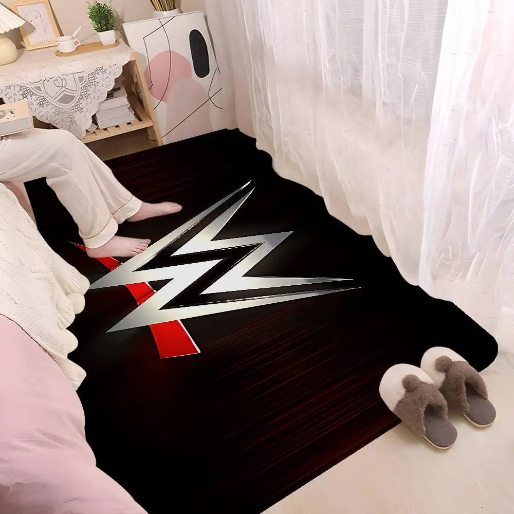 Alfombra de dormitorio y baño retro con diseño de estrella de lucha libre de la WWE.