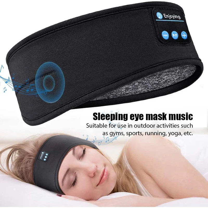 Antifaz para dormir con auriculares Bluetooth, diadema fina, suave y elástica, cómodos auriculares inalámbricos para escuchar música, antifaz para dormir de lado.