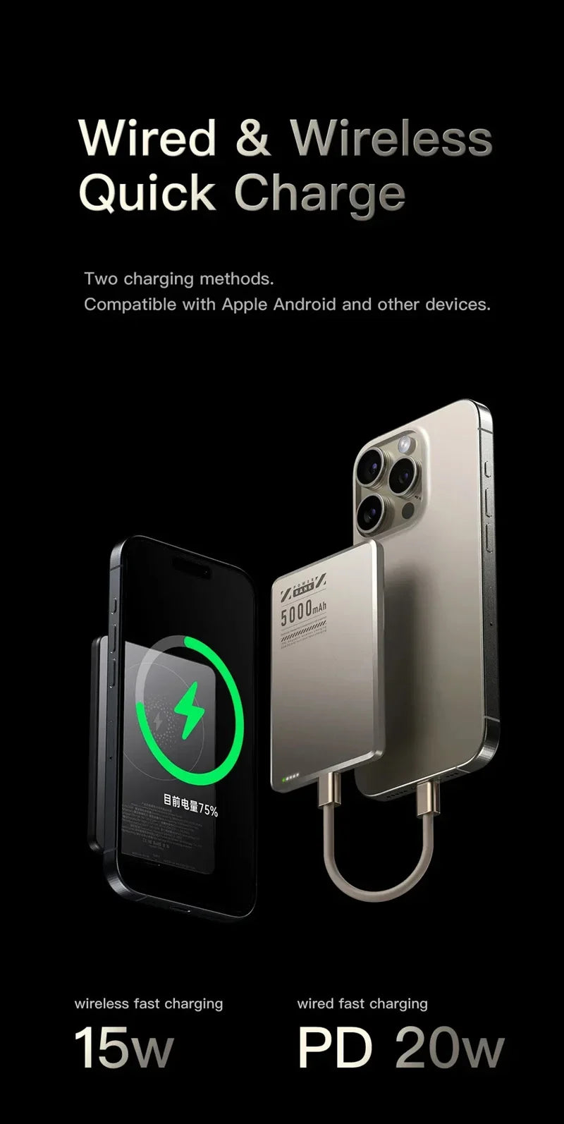 Xiaomi Metal Magnetic Power Bank Super Fast Charging Compact Portable Mini Ultra-Thin Wireless Power Bank with Large Capacity