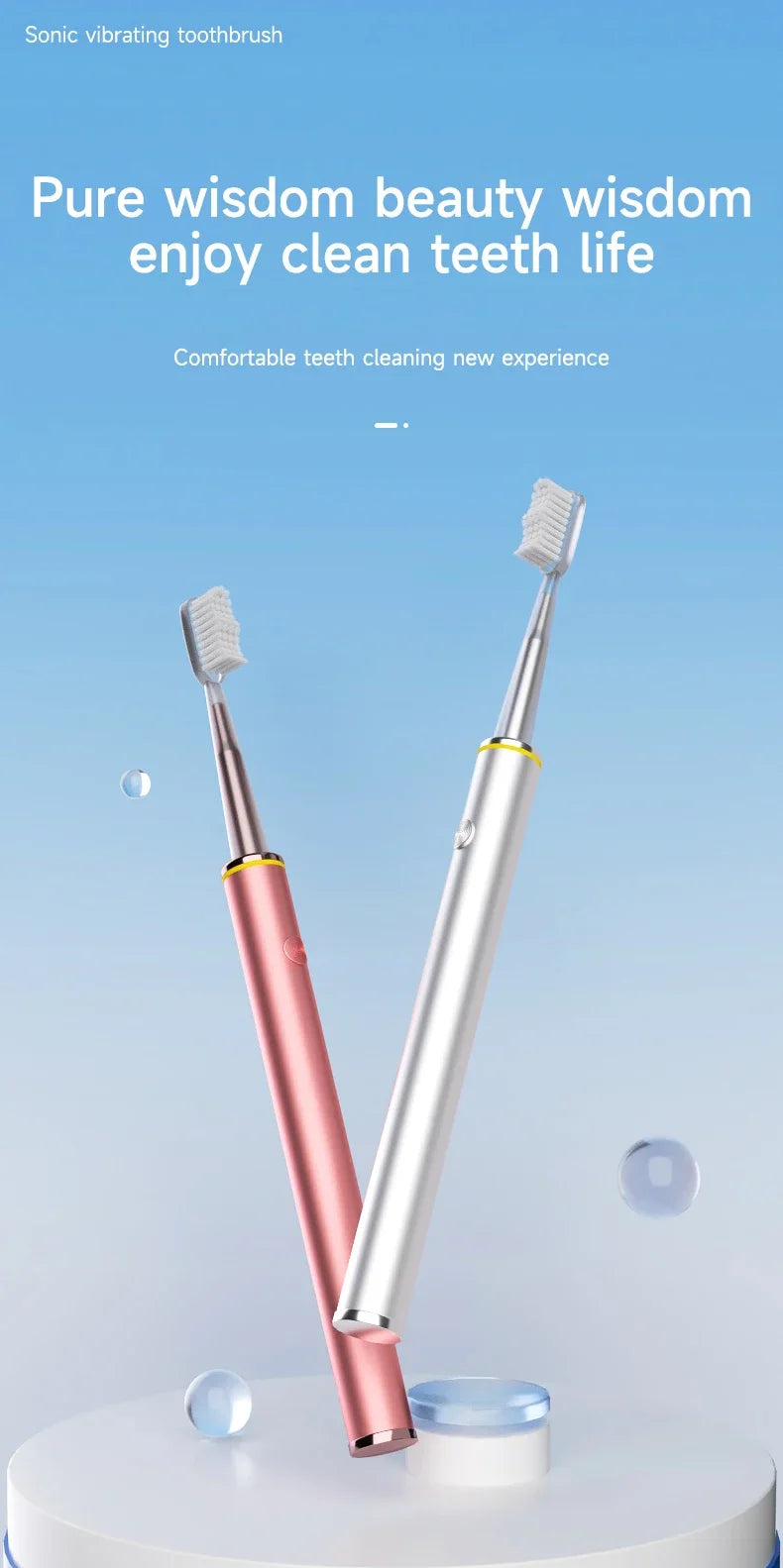 Cepillo de dientes eléctrico con cuerpo de metal fino.