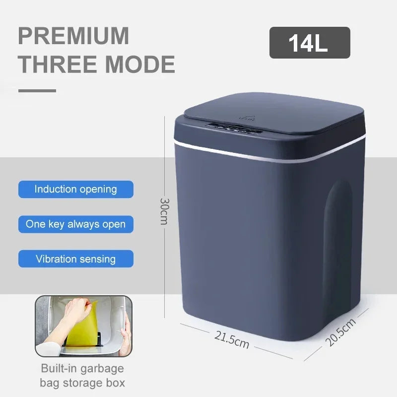 Cubo de basura inteligente de 12-16 litros con sensor automático, contenedor eléctrico impermeable para cocina y baño, para reciclaje y basura.