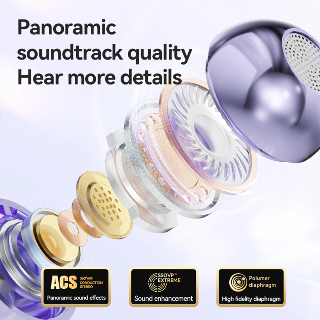 Auriculares de conducción ósea Bluetooth 5.4, auriculares con clip para la oreja, cómodos, deportivos, con pantalla digital.