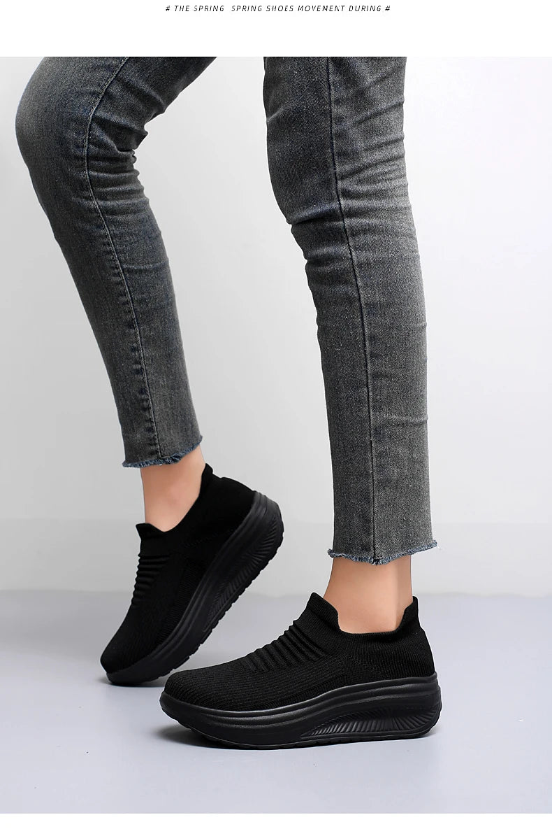 Zapatos para mujer Primavera Otoño Transpirables Moda Zapatillas Plataforma Zapatillas Casuales para Mujer Zapatos Mocasines Caminar Zapatos De Mujer