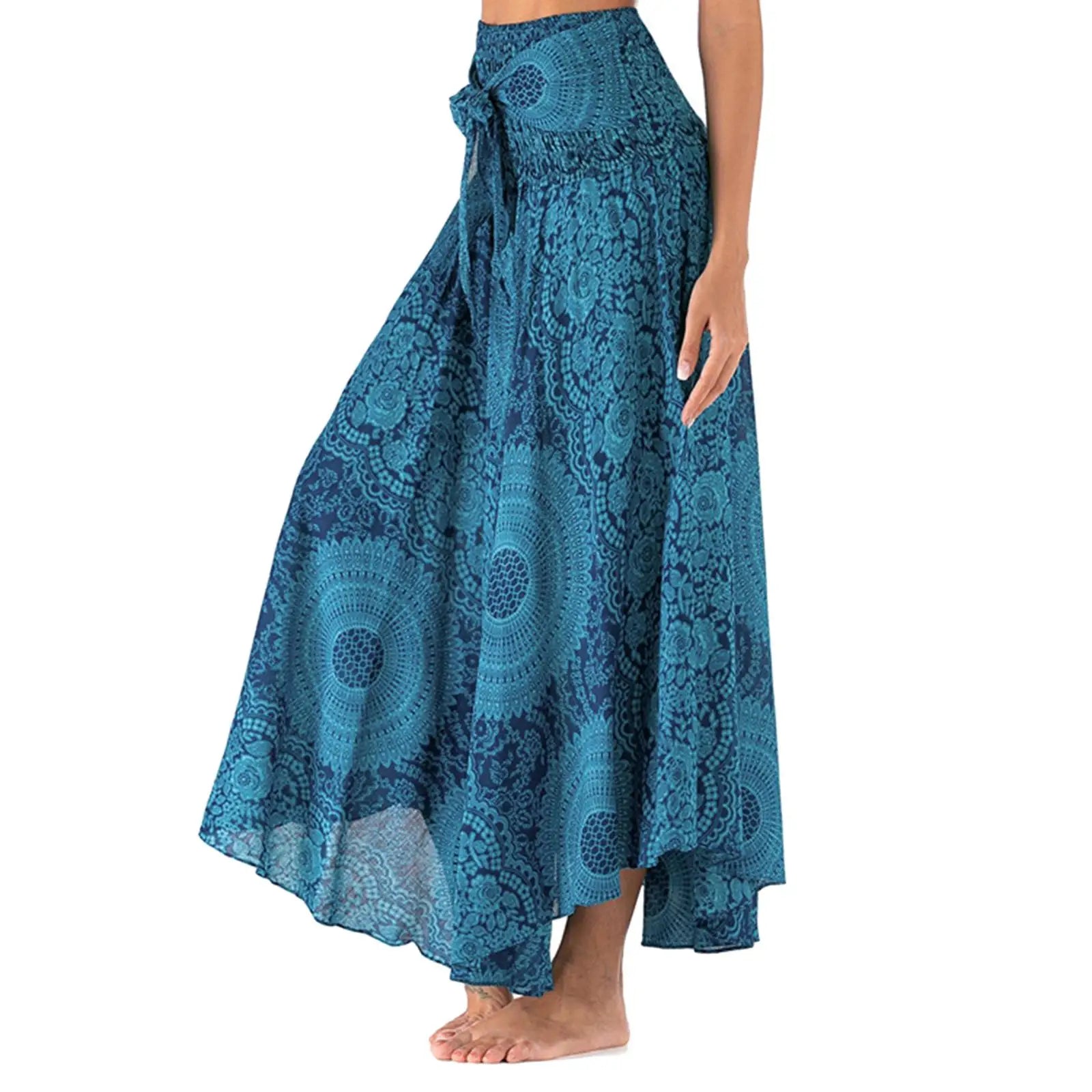 Faldas de moda para mujer con estampado floral, cintura elástica y falda tipo disfraz.