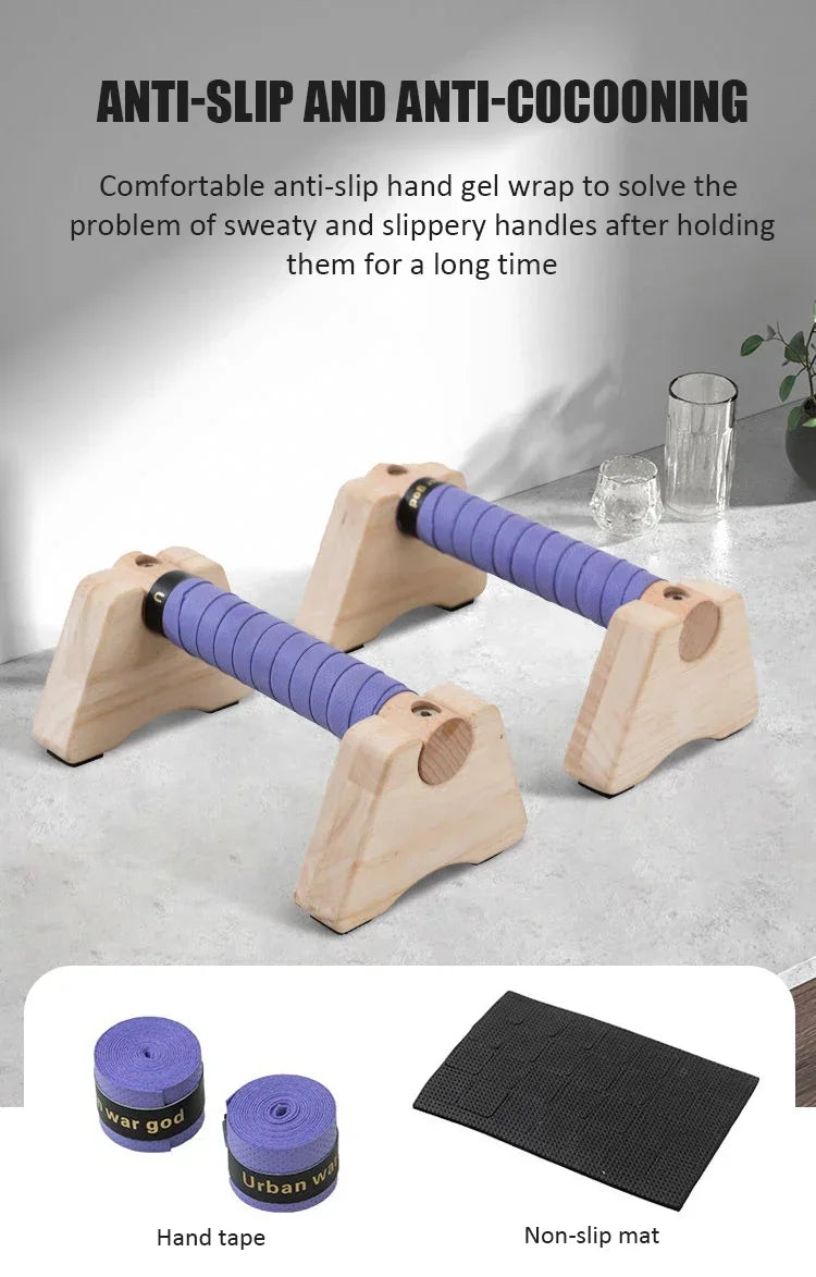 1 par de soportes de madera para barras de flexiones, barra de flexiones para gimnasio, tabla de ejercicios de fitness, entrenamiento de culturismo, barra paralela para parada de manos