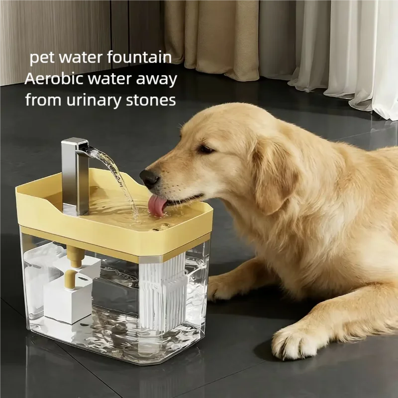 Fuente de agua automática para mascotas de 1,5 L con filtro, bebedero silencioso para gatos, dispensador de agua móvil para mascotas, suministros para la alimentación de perros y gatos.