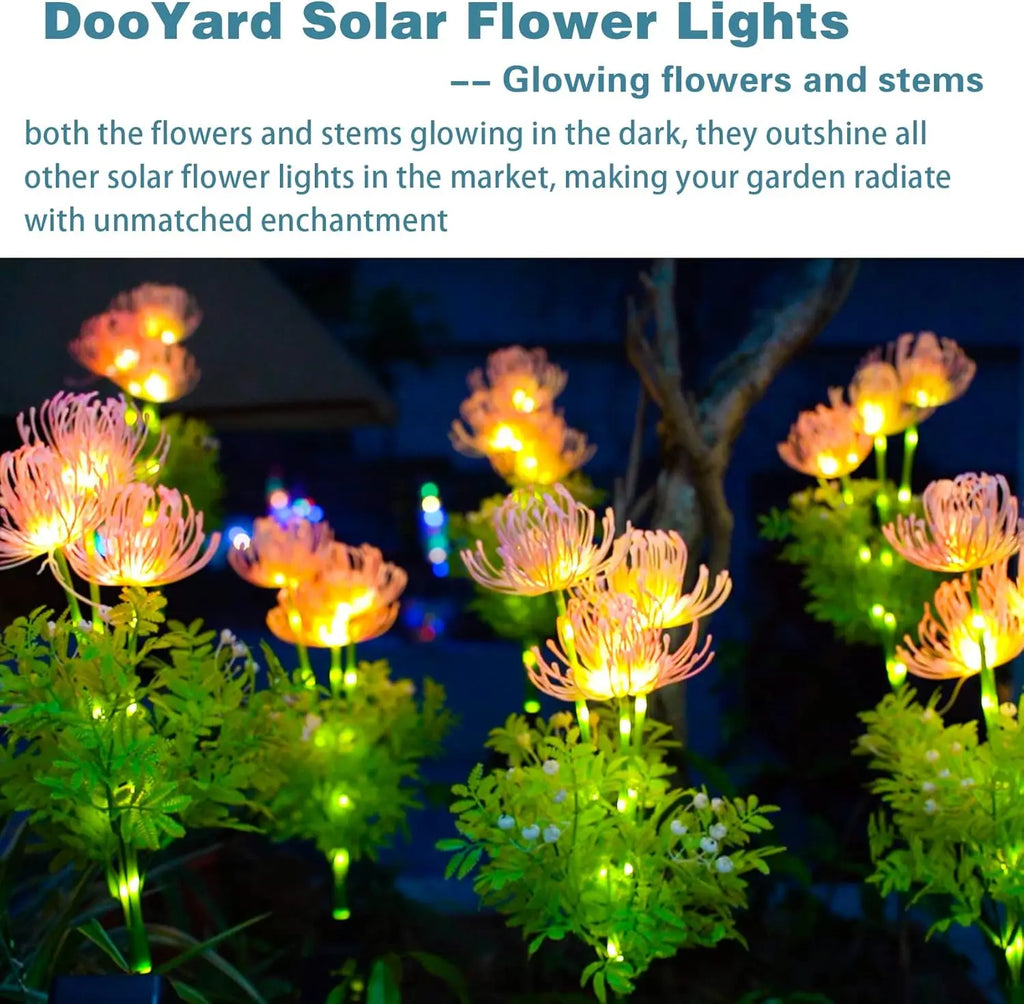 Lámpara solar de jardín con flores y tallo iluminados, panel solar mejorado, decoración para exteriores y regalo para mamá.