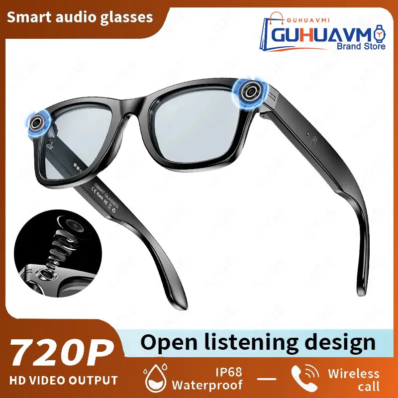 Gafas inteligentes con IA, 800 W, estabilización de imagen, cámara HD, grabación de vídeo, traducción de idiomas, Bluetooth, llamadas y reproducción de música. Para hombre y mujer.