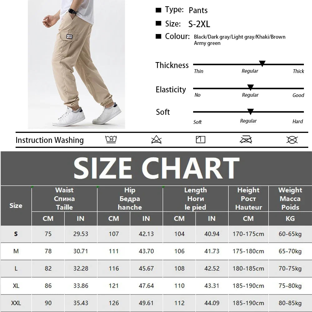 Pantalones deportivos cargo casuales para hombre, primavera/otoño, tallas S-2XL, con cordón ajustable en la cintura, estilo jogger, para senderismo, tácticos, con bolsillos.