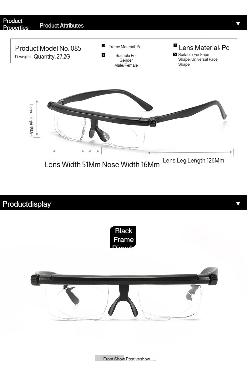 Gafas inteligentes para la presbicia, enfoque ajustable, miopía, ortóptica, gafas para la presbicia, enfoque variable, gafas para leer a distancia.
