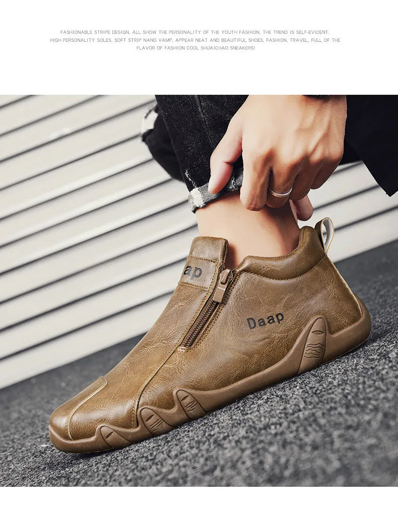 Zapatos casuales nuevos para hombre 2024, botines de lujo con punta redonda, zapatos ligeros sin cordones para caminar, zapatillas altas cómodas para hombre, ideales para actividades al aire libre.