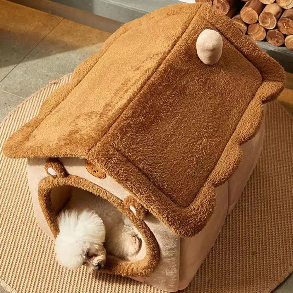 Casa para mascotas Cama para gatos Cueva para perros Caseta Saco de dormir cálido Tienda acogedora Cojín suave para cachorros Esterilla Suministros de invierno para interiores