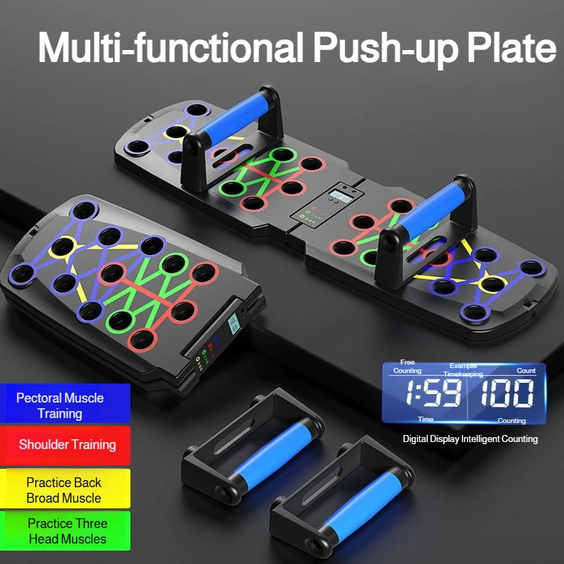 Juego de tabla de flexiones multifuncional portátil y plegable para entrenamiento de pecho, abdomen, brazos y espalda.