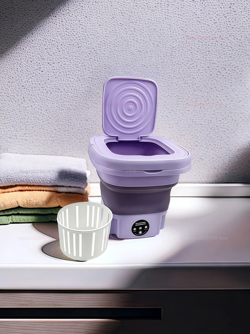 Lavadora portátil mini plegable de 8 litros con centrifugadora, lavadora compacta para calcetines y ropa interior, ideal para viajes, dormitorios y uso doméstico.