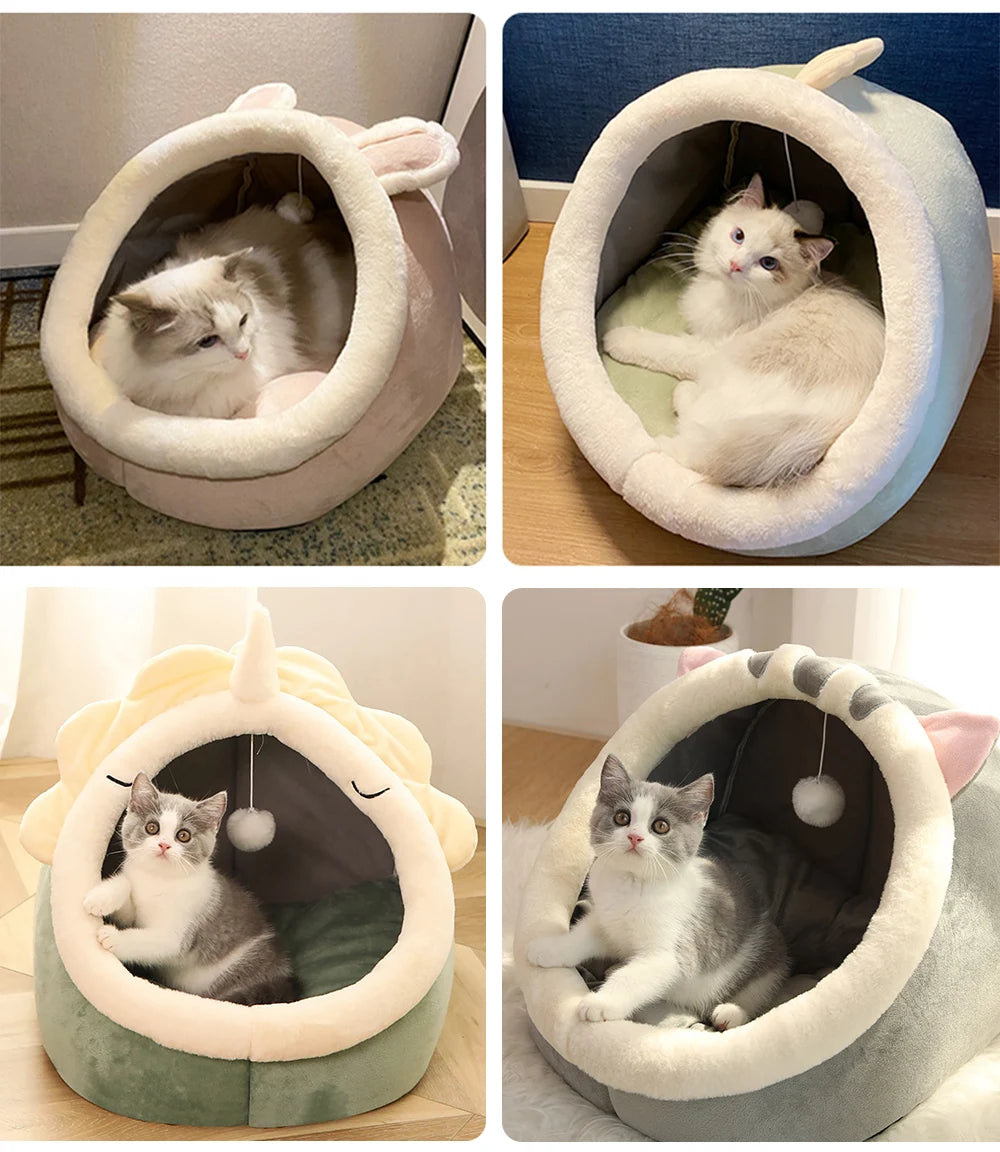 Cama para gatos Deep Sleep con diseño de dibujos animados, cama plegable, extraíble y lavable para mascotas, ideal para perros pequeños. Cama tipo cueva para gatos.