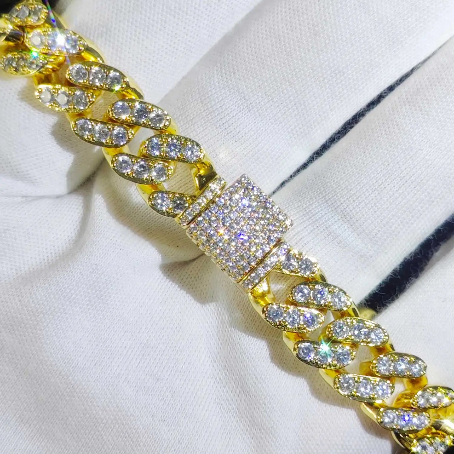 Pulsera cubana de eslabones con circonitas cúbicas de lujo, dos filas de circonitas y cobre, estilo Miami Cuban Bracelet, con incrustaciones de circonitas, estilo hip hop, para hombres y mujeres.