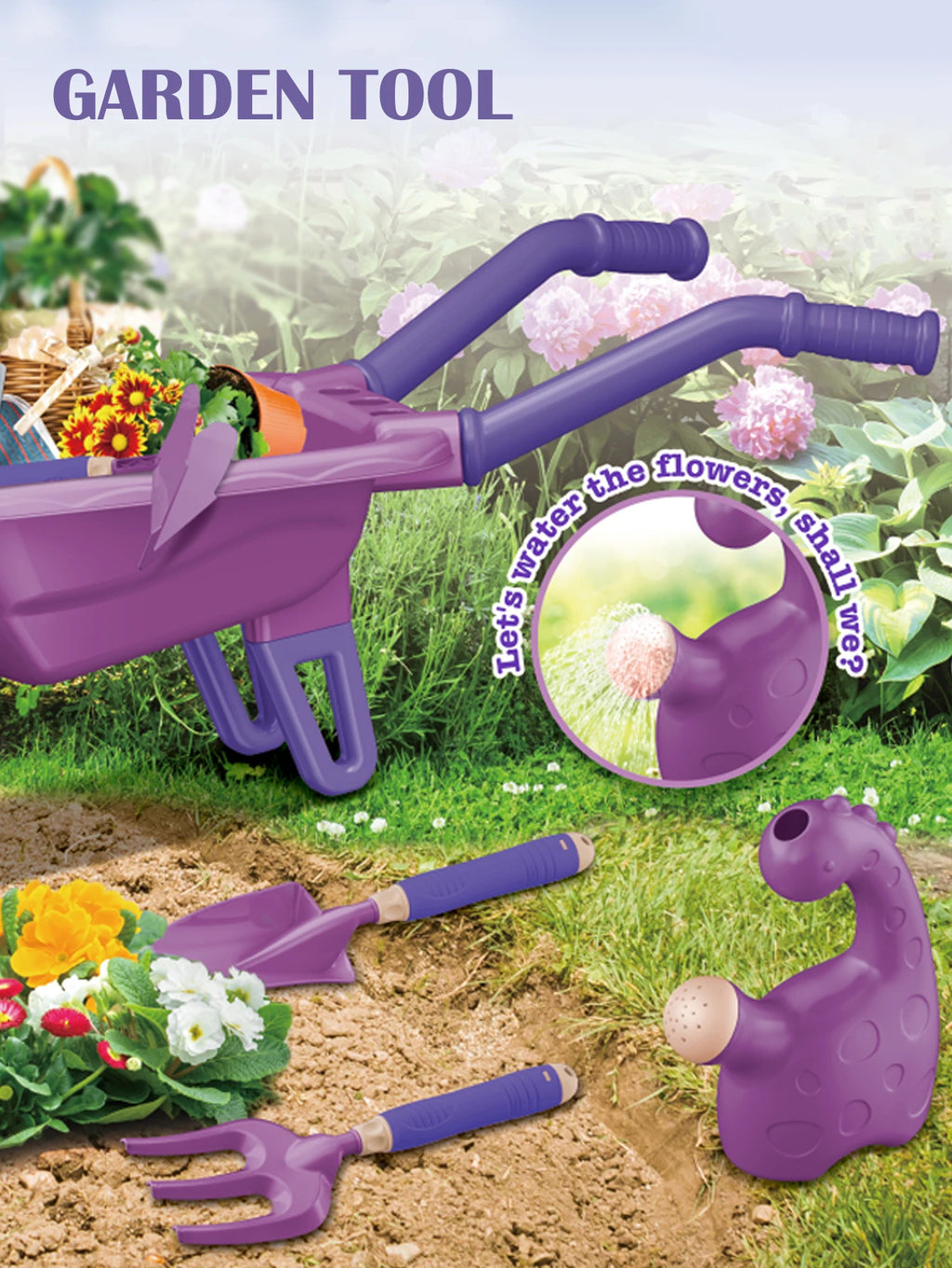 Juego de herramientas de jardinería de juguete para niños, delantal, guantes, herramientas para plantas y flores, regalos para niños y niñas.