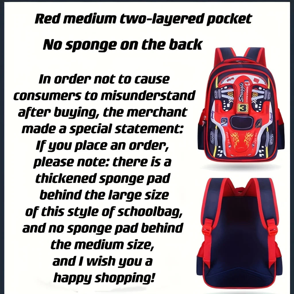 Mochila infantil personalizada con diseño de coche 3D para niño, divertida mochila escolar de dibujos animados para niños, mochila elegante para niños, duradera e impermeable.