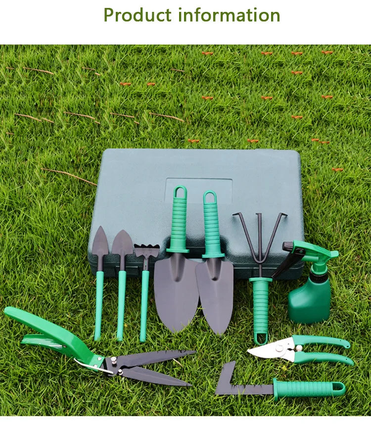 Herramientas de jardinería, herramientas de plantación, bandejas para flores, plantas en maceta, plantas de jardín, palas, juegos de herramientas de impresión para jardín.