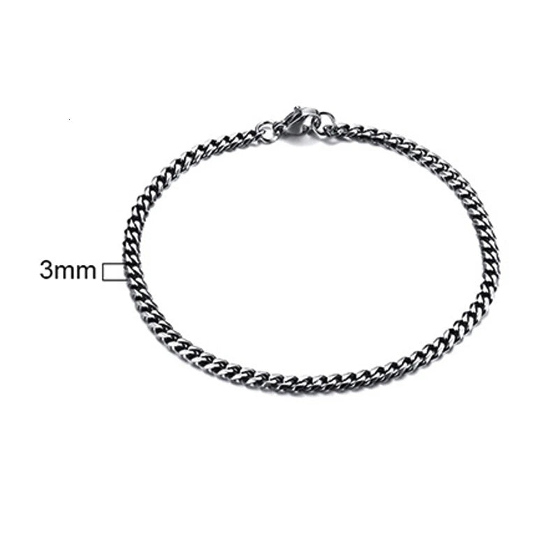 Pulsera de cadena cubana para hombres, mujeres y parejas, pulseras de acero inoxidable de 3 a 11 mm para novio, esposo o amante.