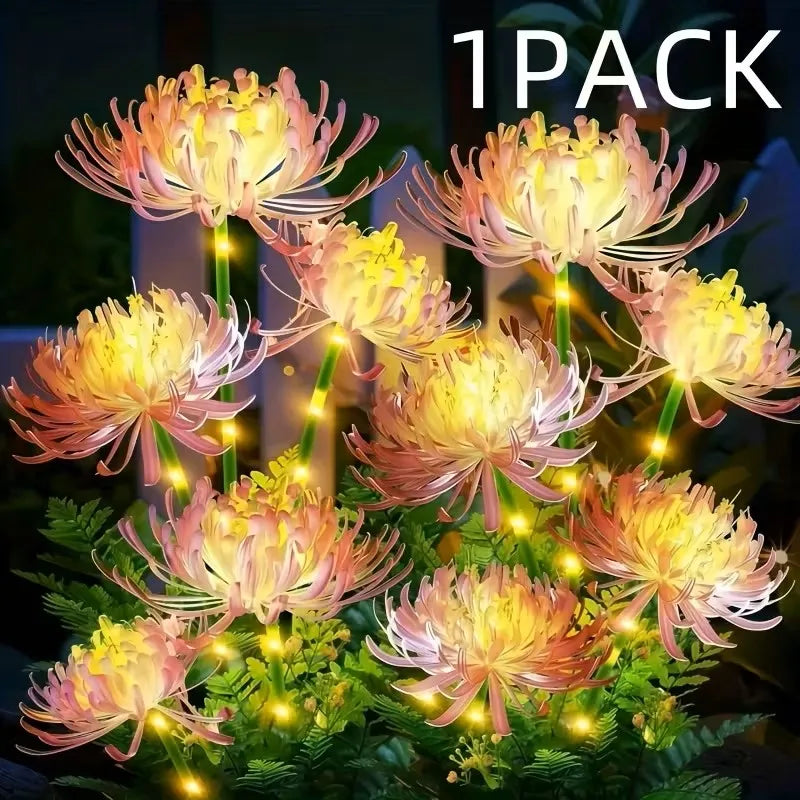 Lámpara solar de jardín con flores y tallo iluminados, panel solar mejorado, decoración para exteriores y regalo para mamá.