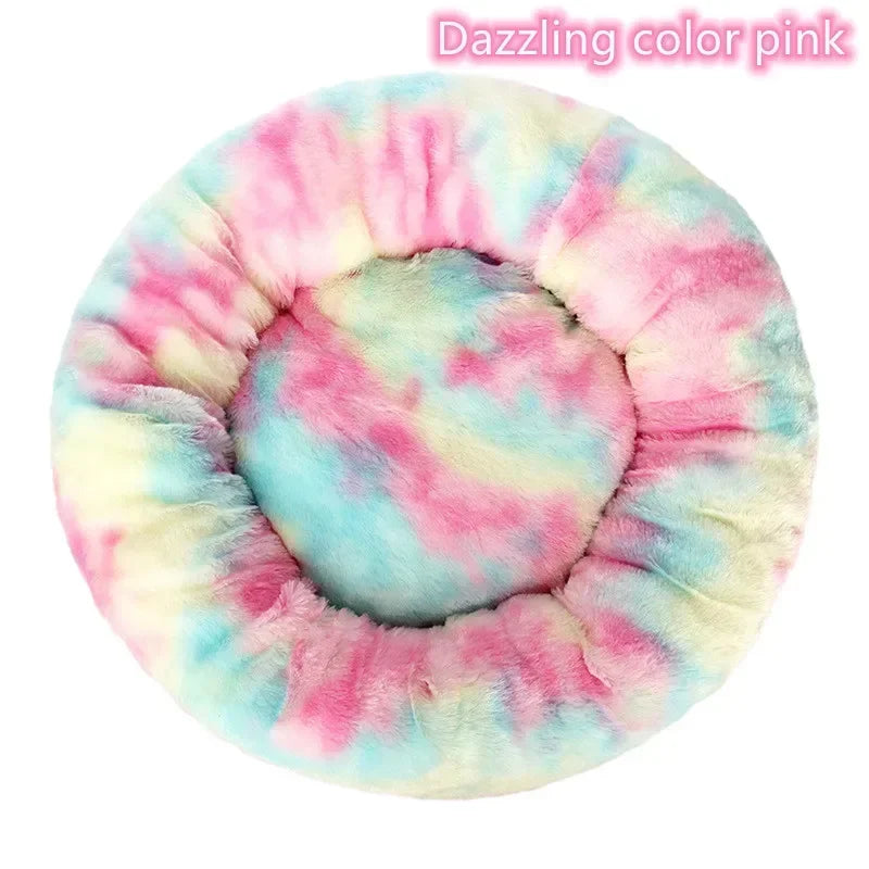 Cama para gatos de pelo largo ultrasuave, de felpa lavable, cama relajante tipo donut, cómoda y funcional.