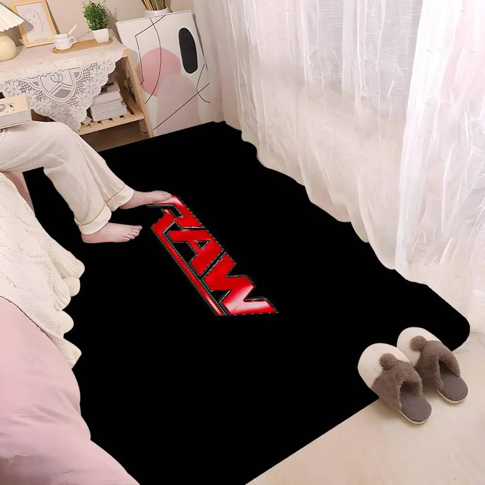 Alfombra de dormitorio y baño retro con diseño de estrella de lucha libre de la WWE.