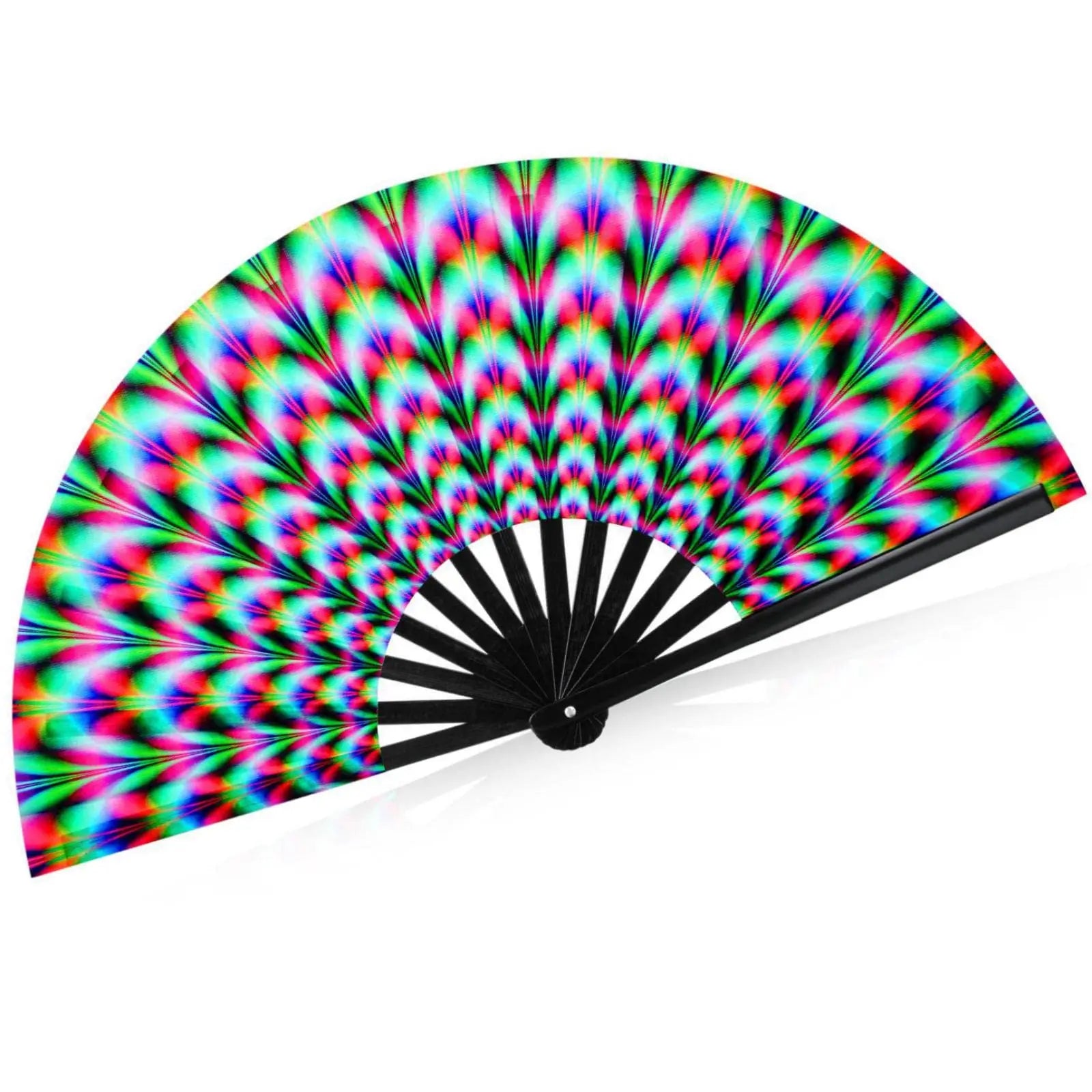 Abanico Rave para Festivales, Abanicos de Mano, Abanico Kung Fu Plegable, Abanico Phantom Clack Grande, Abanicos Plegables, Abanicos de Mano Artesanales para Fiestas y Baile en Línea
