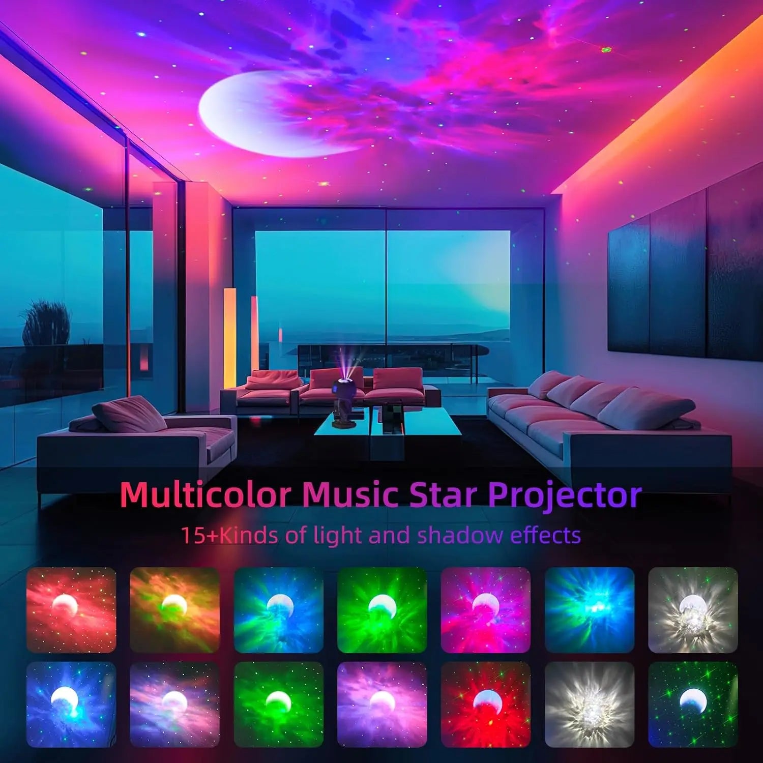 Lámpara proyector de galaxia con astronauta - Luz proyector de estrellas, altavoz.