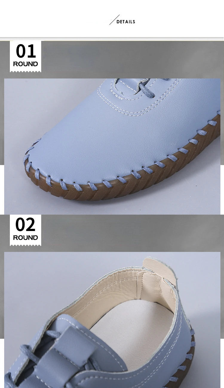 Zapatos planos para mujer 2025, nuevos, hechos a mano, zapatillas deportivas para mujer, zapatos casuales de moda para mamá, mocasines cómodos para mujer, tallas grandes 35-43.