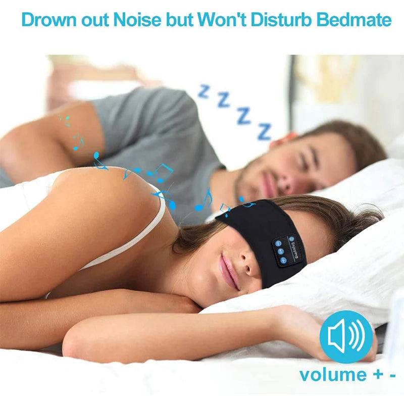 Antifaz para dormir con auriculares Bluetooth, diadema fina, suave y elástica, cómodos auriculares inalámbricos para escuchar música, antifaz para dormir de lado.