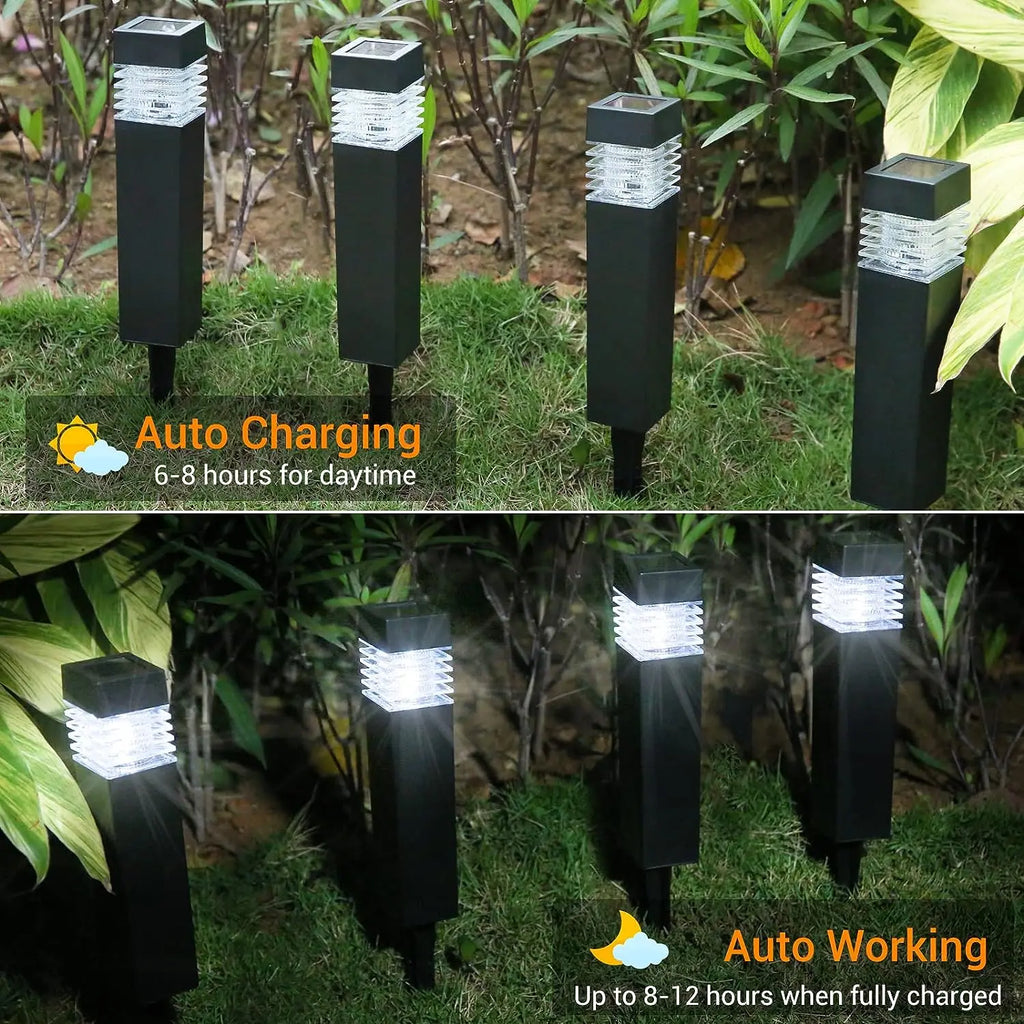 Luces solares para jardín, luces solares LED para caminos exteriores, iluminación paisajística impermeable IP65 para decoración de patios traseros, senderos y entradas de vehículos.