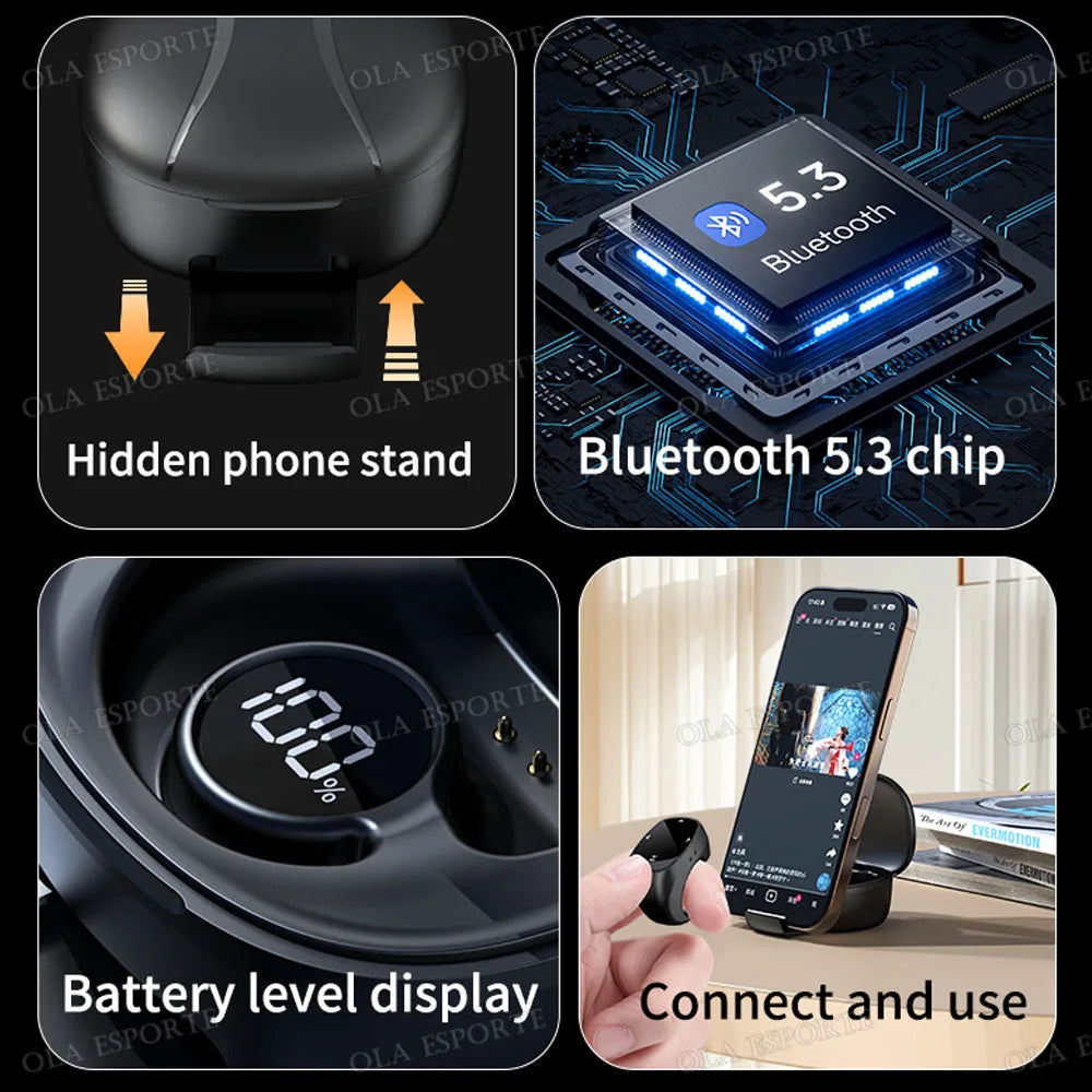 Nuevo anillo inteligente multifuncional con control remoto, Bluetooth 5.3, desplazamiento de página, volteo de video, función "Me gusta" automático y captura de fotos para smartphones.