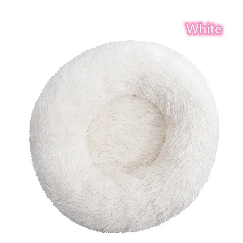 Cama para gatos de pelo largo ultrasuave, de felpa lavable, cama relajante tipo donut, cómoda y funcional.