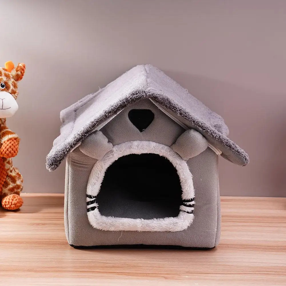 Casa para mascotas Cama para gatos Cueva para perros Caseta Saco de dormir cálido Tienda acogedora Cojín suave para cachorros Esterilla Suministros de invierno para interiores
