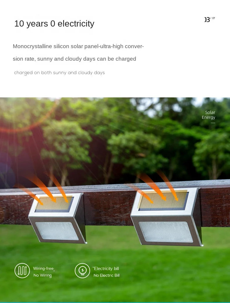 Lámpara solar de jardín para exteriores, decoración de jardín, luz para escaleras, luz para patio, luz de pared para paisaje