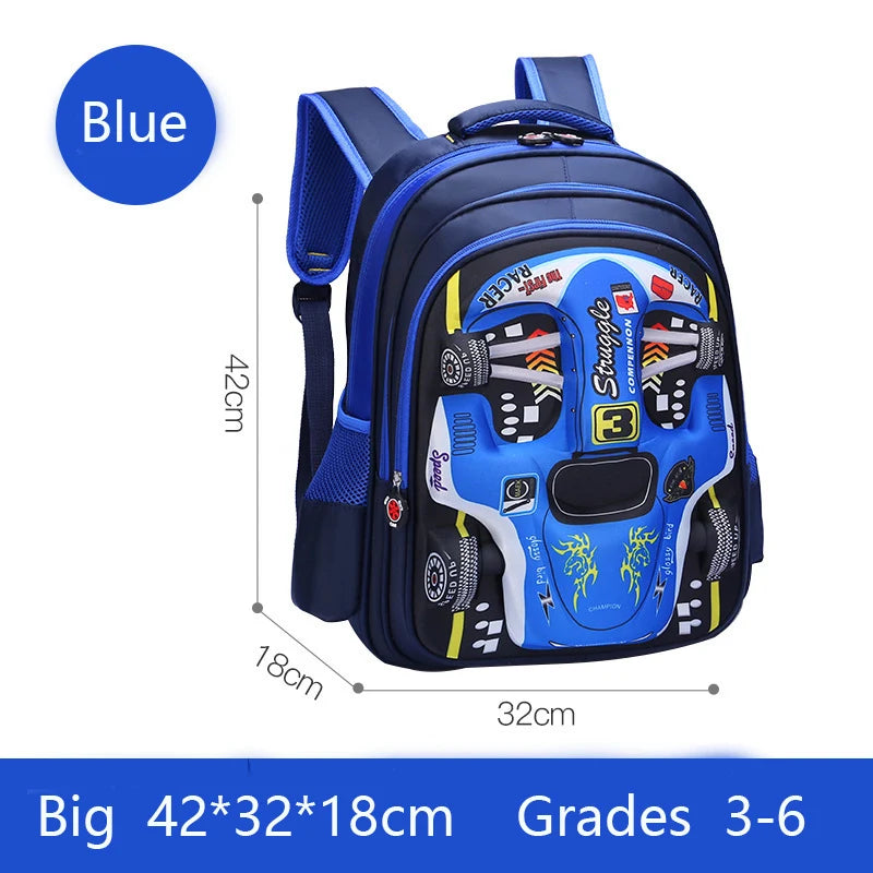 Mochila infantil personalizada con diseño de coche 3D para niño, divertida mochila escolar de dibujos animados para niños, mochila elegante para niños, duradera e impermeable.