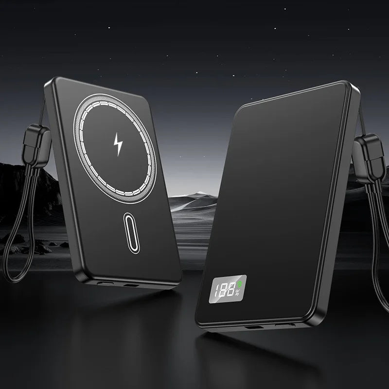 Batería externa magnética ultradelgada 3 en 1 de 10000 mAh con carga rápida y cable integrado para relojes y auriculares recargables PD 22.5WS