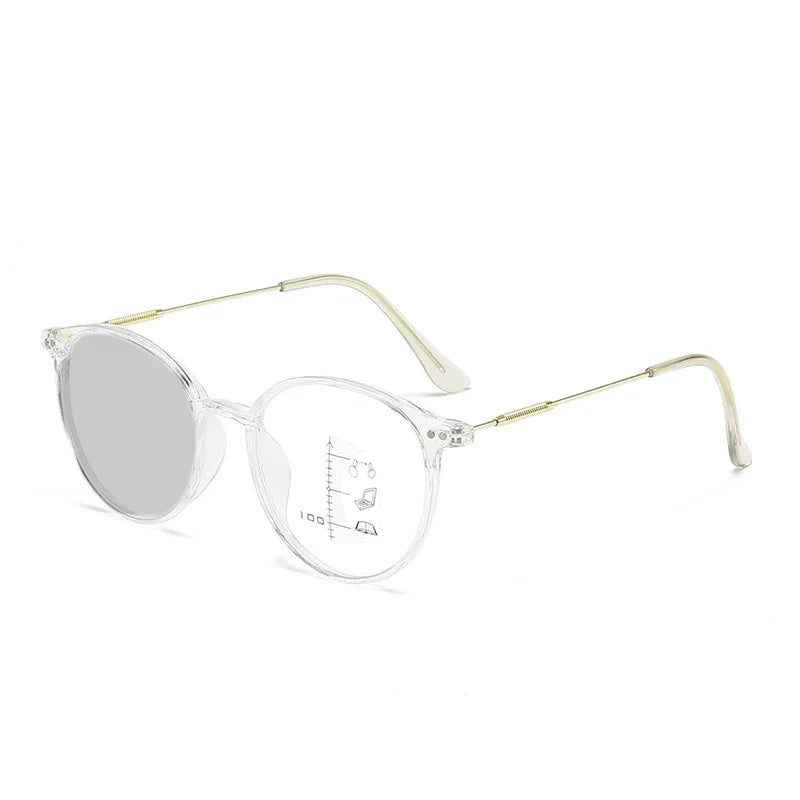 Gafas de lectura fotocromáticas inteligentes unisex redondas progresivas multifocales para presbicia, con acabado para visión de cerca y de lejos, bifocales