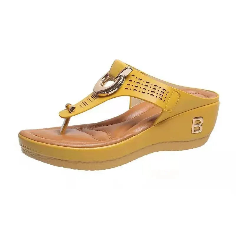 Sandalias de verano para mujer 2024, sandalias de cuña con plataforma de talla grande, chanclas antideslizantes con punta abierta, zapatos de playa cómodos para mujer