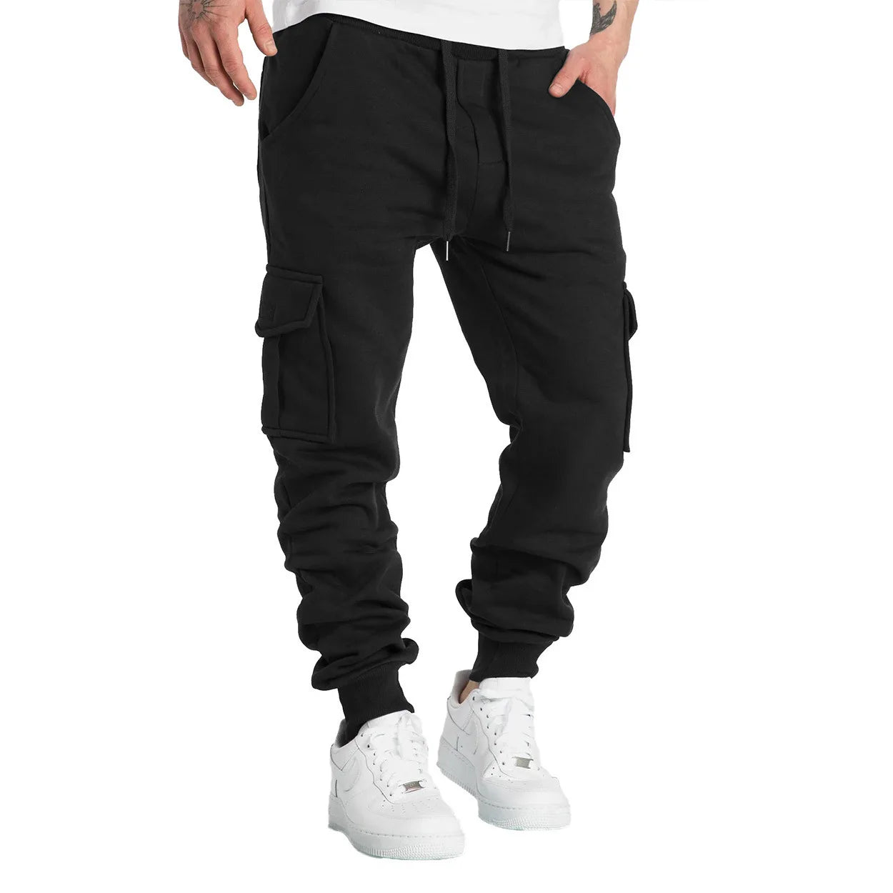Pantalones deportivos cargo casuales para hombre, primavera/otoño, tallas S-2XL, con cordón ajustable en la cintura, estilo jogger, para senderismo, tácticos, con bolsillos.