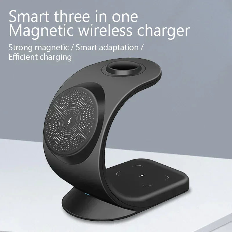 Cargador inalámbrico magnético 3 en 1, estación de carga rápida para MagSafe iPhone 16~12 Pro Max iWatch 10/9/8/7/6/5/4/3/2 SE AirPods Pro
